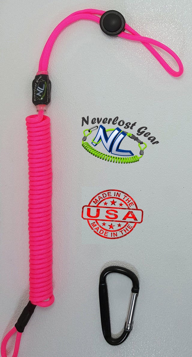 Neverlost Black Coiled Fishing Rod Leash / Paddle Leash